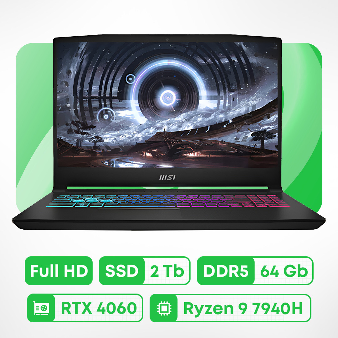 Ноутбук MSI Thunder Shadow 15 Youth Edition, 15.6", 64Гб/2Тб, R9-7940H, RTX 4060, черный, английская раскладка
Ноутбук MSI Thunder Shadow 15 Youth Edition, 15.6", 64Гб/2Тб, R9-7940H, RTX 4060, черный, английская раскладка
