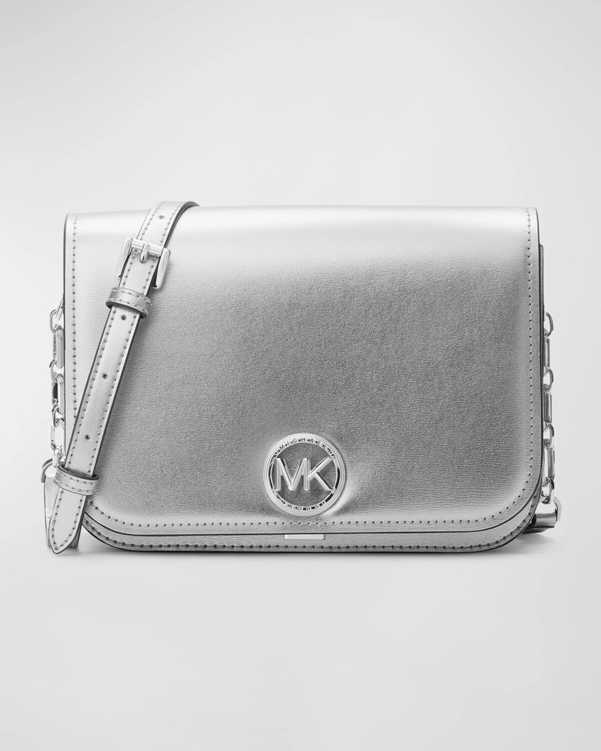 Кожаная сумка через плечо Delancey с клапаном металлизированного цвета Michael Michael Kors, серебряный
Кожаная сумка через плечо Delancey с клапаном металлизированного цвета Michael Michael Kors, серебряный
