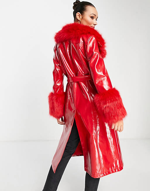 Красное длинное пальто из искусственной кожи с отделкой из искусственного меха Topshop
Красное длинное пальто из искусственной кожи с отделкой из искусственного меха Topshop
