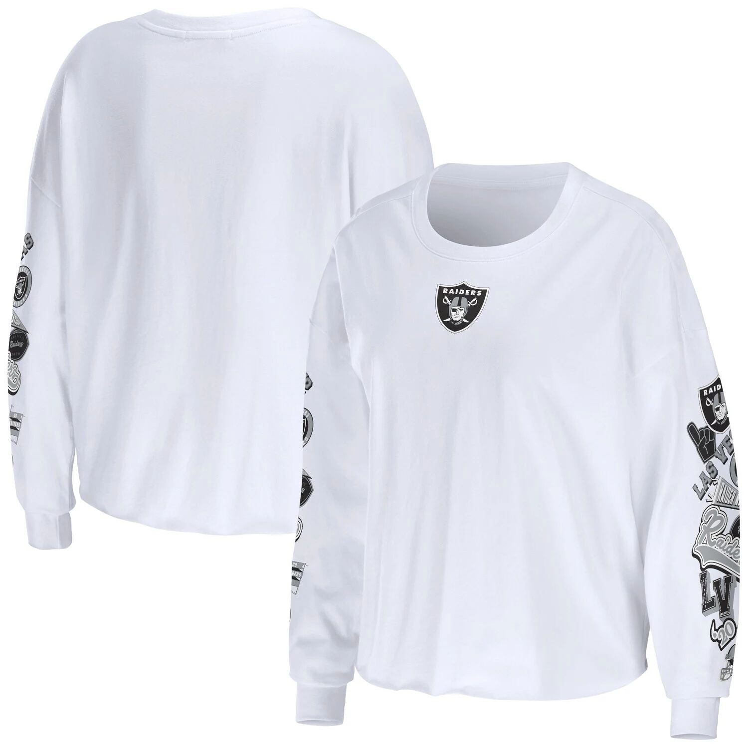 Женская WEAR by Erin Andrews Белая укороченная футболка с длинными рукавами Las Vegas Raiders Celebration
Женская WEAR by Erin Andrews Белая укороченная футболка с длинными рукавами Las Vegas Raiders Celebration