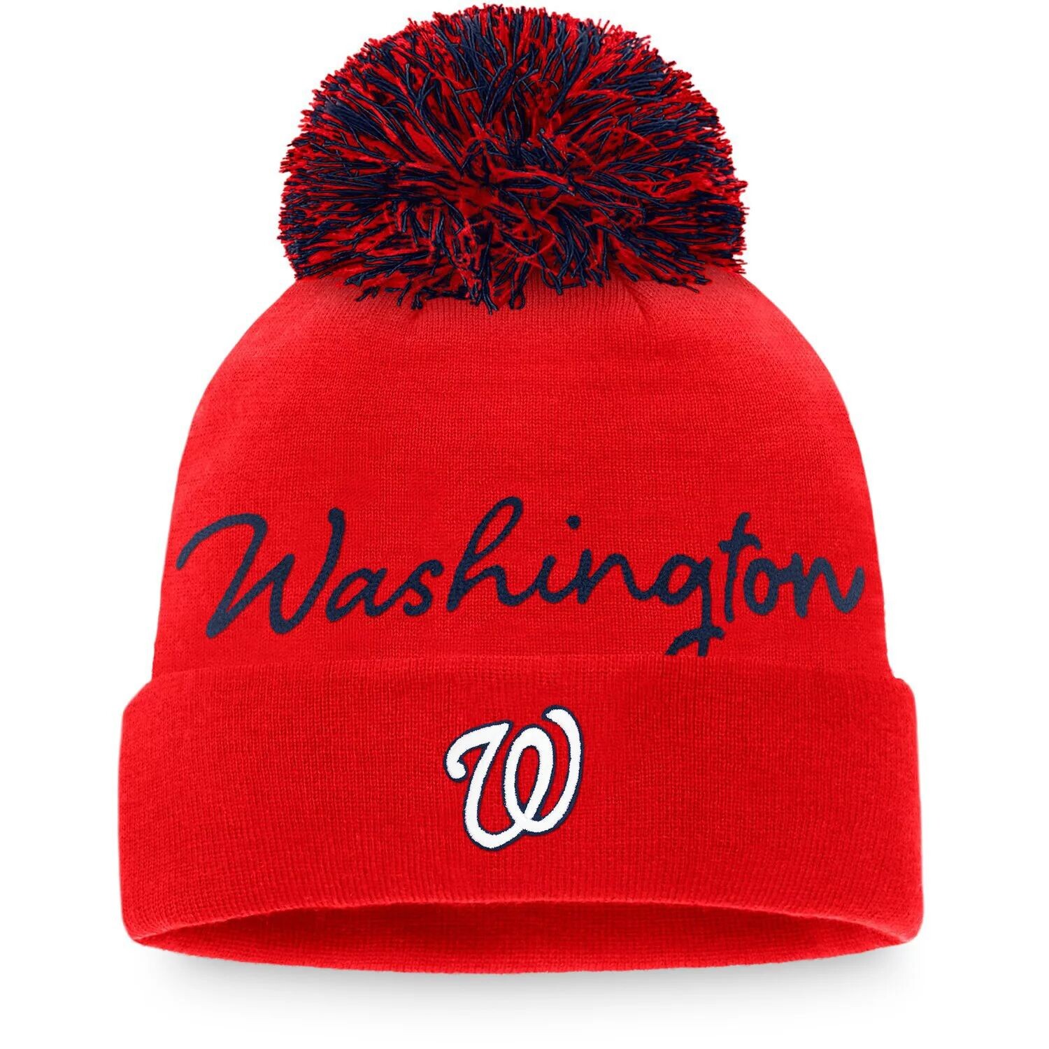 Женская красная вязаная шапка Fanatics с манжетами и помпоном с надписью Washington Nationals Fanatics
Женская красная вязаная шапка Fanatics с манжетами и помпоном с надписью Washington Nationals Fanatics