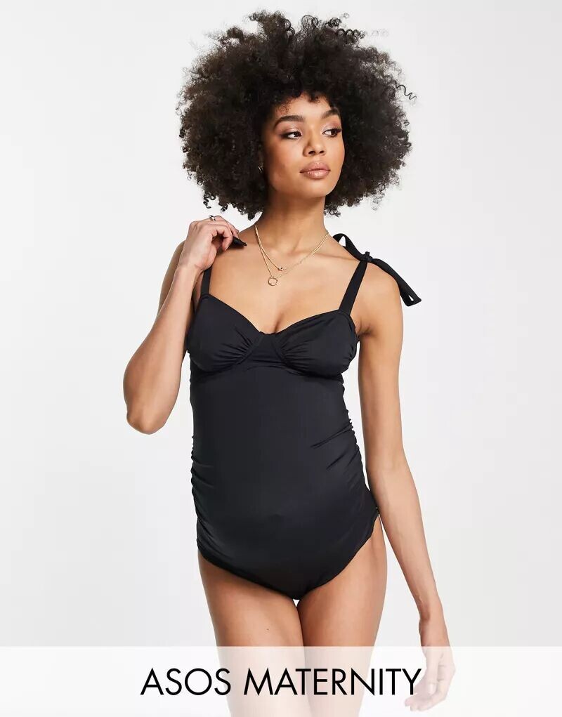 Черный купальник со сборками на груди и завязками на плечах ASOS DESIGN Maternity
Черный купальник со сборками на груди и завязками на плечах ASOS DESIGN Maternity