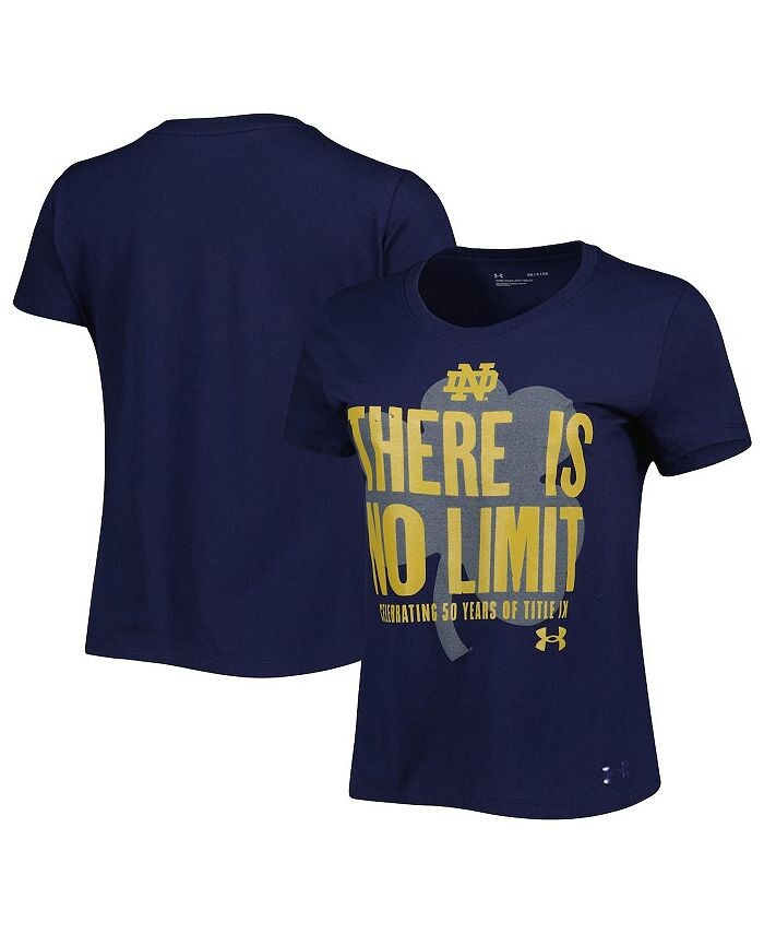 Женская темно-синяя потертая футболка Notre Dame Fighting Irish Title IX No Limit Under Armour, синий
Женская темно-синяя потертая футболка Notre Dame Fighting Irish Title IX No Limit Under Armour, синий