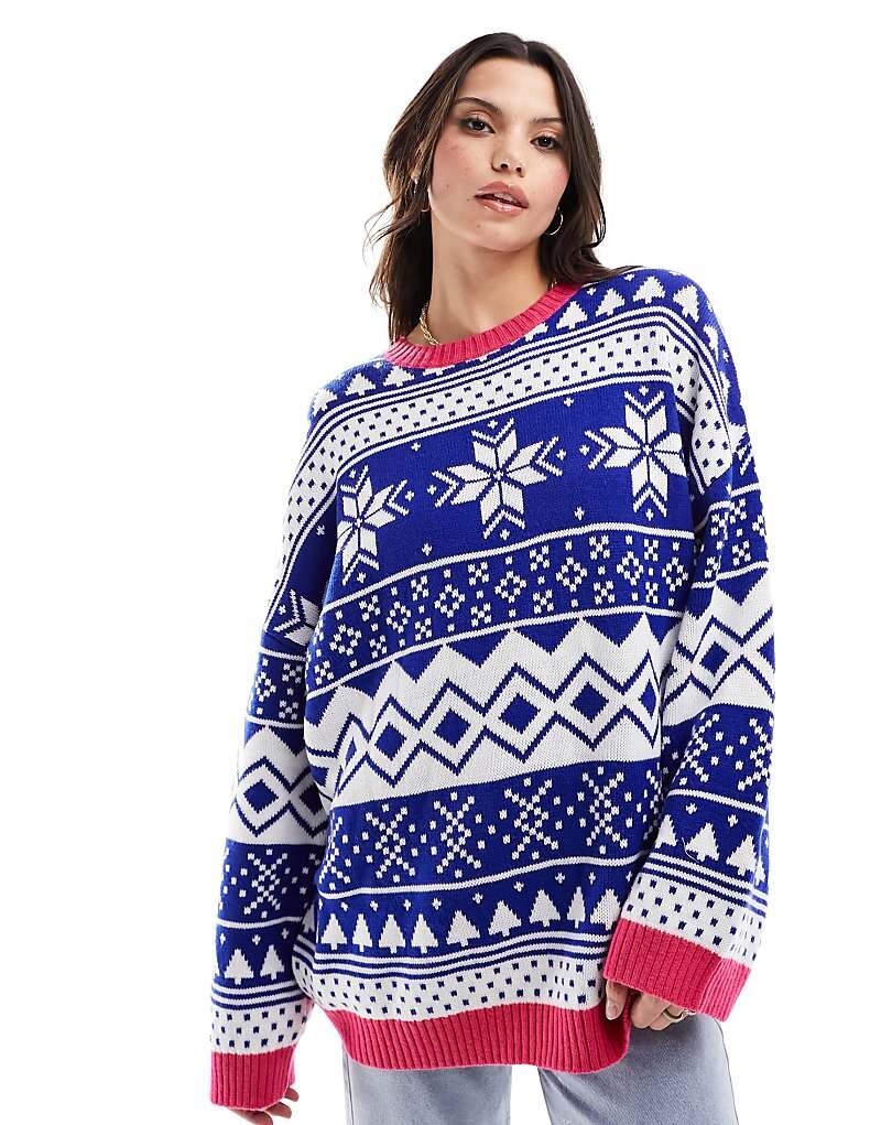 ASOS DESIGN – Рождественский свитер оверсайз синего цвета с норвежским узором и контрастной окантовкой
ASOS DESIGN – Рождественский свитер оверсайз синего цвета с норвежским узором и контрастной окантовкой