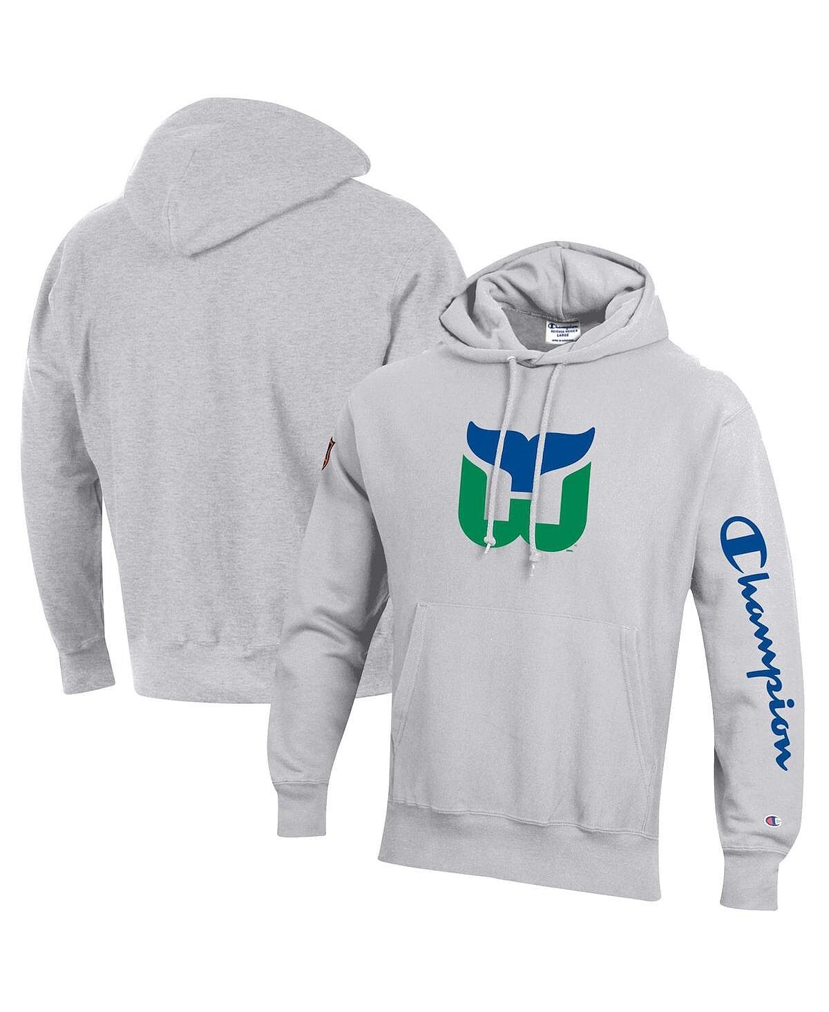 Мужской серый пуловер с капюшоном Hartford Whalers обратного переплетения с принтом меланжевого цвета Champion
Мужской серый пуловер с капюшоном Hartford Whalers обратного переплетения с принтом меланжевого цвета Champion