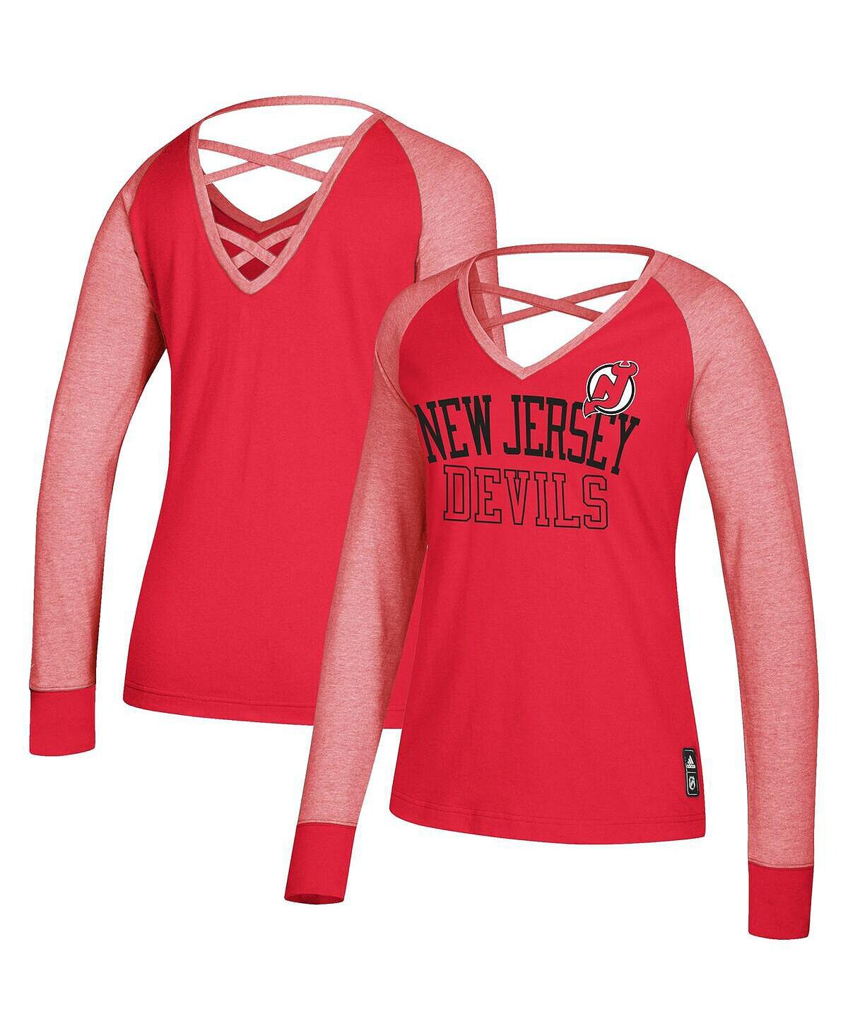 Женская красная футболка с длинными рукавами и контрастным принтом New Jersey Devils adidas, красный
Женская красная футболка с длинными рукавами и контрастным принтом New Jersey Devils adidas, красный