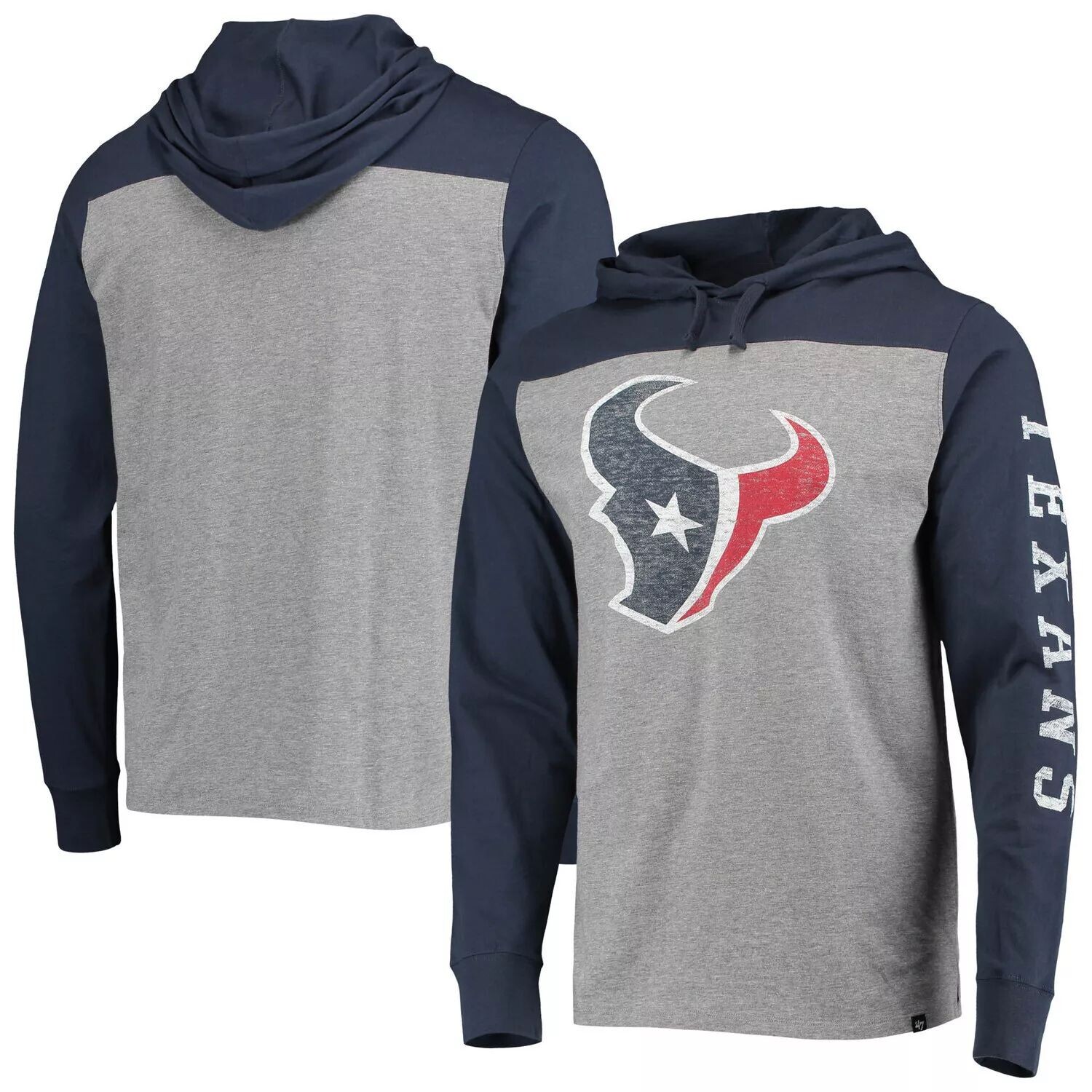 Мужская футболка с длинным рукавом '47 Houston Texans Franklin Wooster с капюшоном серого/темно-синего цвета, Синий
Мужская футболка с длинным рукавом '47 Houston Texans Franklin Wooster с капюшоном серого/темно-синего цвета, Синий