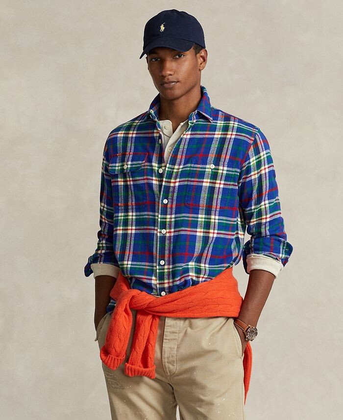 Мужская фланелевая рабочая рубашка классического кроя в клетку Polo Ralph Lauren, цвет Royal/White Multi
Мужская фланелевая рабочая рубашка классического кроя в клетку Polo Ralph Lauren, цвет Royal/White Multi