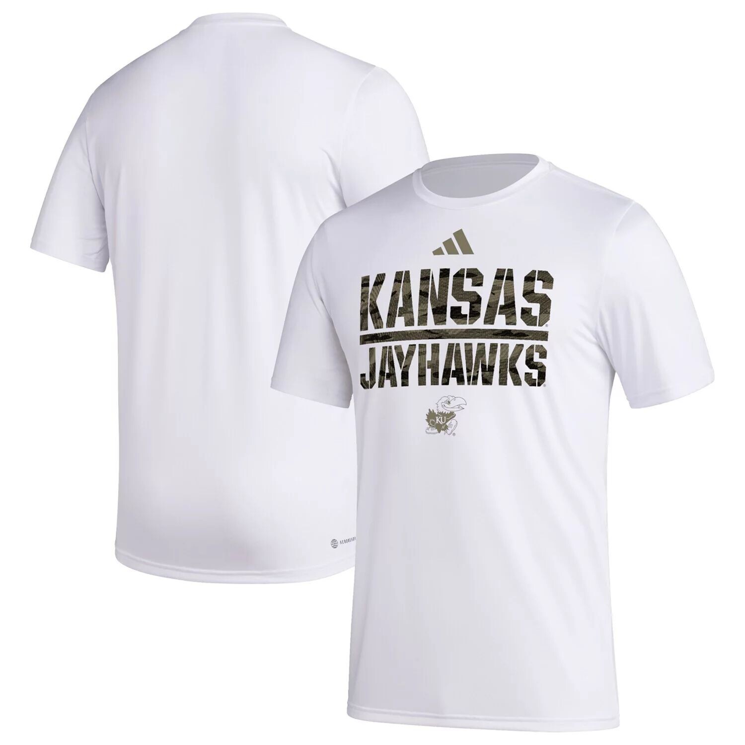 Мужская белая футболка Kansas Jayhawks Military Appreciation Pregame AEROREADY adidas, Белый
Мужская белая футболка Kansas Jayhawks Military Appreciation Pregame AEROREADY adidas, Белый
