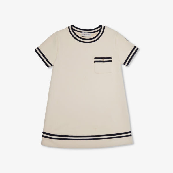 Платье из хлопкового трикотажа в полоску с короткими рукавами 4-12 лет Moncler, бежевый
Платье из хлопкового трикотажа в полоску с короткими рукавами 4-12 лет Moncler, бежевый