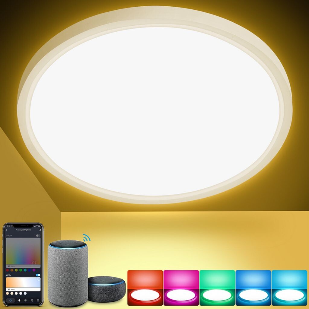 Yakimz Smart LED потолочный светильник 24 Вт с регулируемой яркостью RGB - плоские лампы для гостиной, современный - 2040LM, белый
Yakimz Smart LED потолочный светильник 24 Вт с регулируемой яркостью RGB - плоские лампы для гостиной, современный - 2040LM, белый