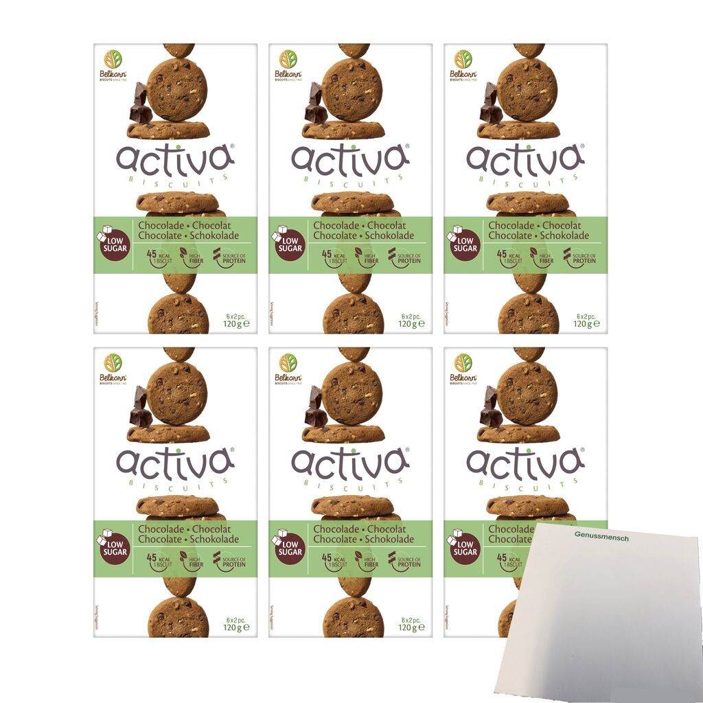 Belkorn activa Biscuits Chocolade с низким содержанием сахара, упаковка 6 шт. (6 упаковок шоколадного печенья по 120 г) + блок usy
Belkorn activa Biscuits Chocolade с низким содержанием сахара, упаковка 6 шт. (6 упаковок шоколадного печенья по 120 г) + блок usy