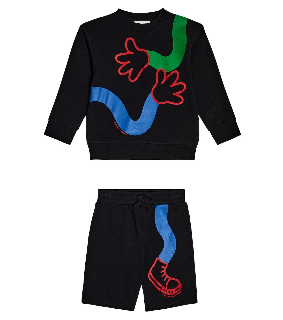 Комплект из хлопково-флисовой толстовки и шорт с принтом Stella Mccartney, черный
Комплект из хлопково-флисовой толстовки и шорт с принтом Stella Mccartney, черный