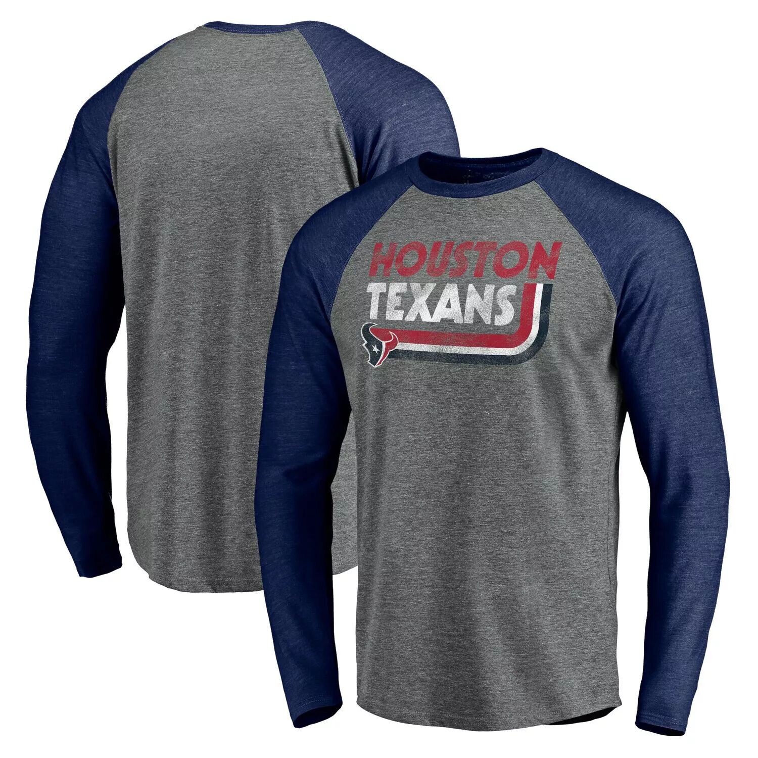 Мужская фирменная футболка с принтом серого/темно-синего цвета с принтом Houston Texans Vintage On The Ropes реглан трехцветной ткани с длинными рукавами Fanatics, Синий
Мужская фирменная футболка с принтом серого/темно-синего цвета с принтом Houston Texans Vintage On The Ropes реглан трехцветной ткани с длинными рукавами Fanatics, Синий