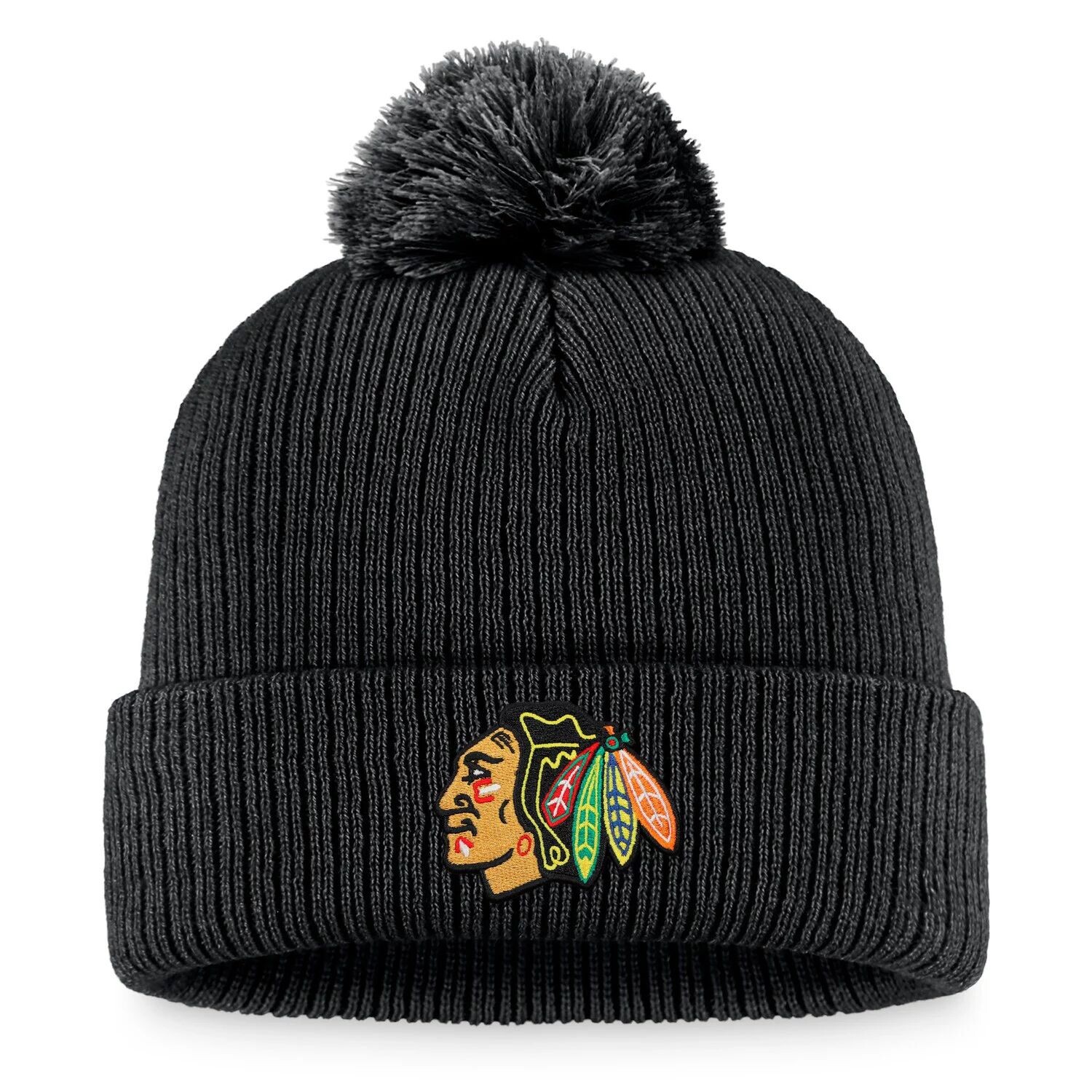 Мужская черная вязаная шапка с логотипом Fanatics Chicago Blackhawks Core с манжетами и помпоном
Мужская черная вязаная шапка с логотипом Fanatics Chicago Blackhawks Core с манжетами и помпоном