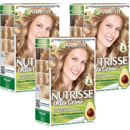 Стойкая краска для волос Nutrisse Cream Янтарный блондин 9.34 с 3 питательными маслами Упаковка из 3 шт., Garnier
Стойкая краска для волос Nutrisse Cream Янтарный блондин 9.34 с 3 питательными маслами Упаковка из 3 шт., Garnier
