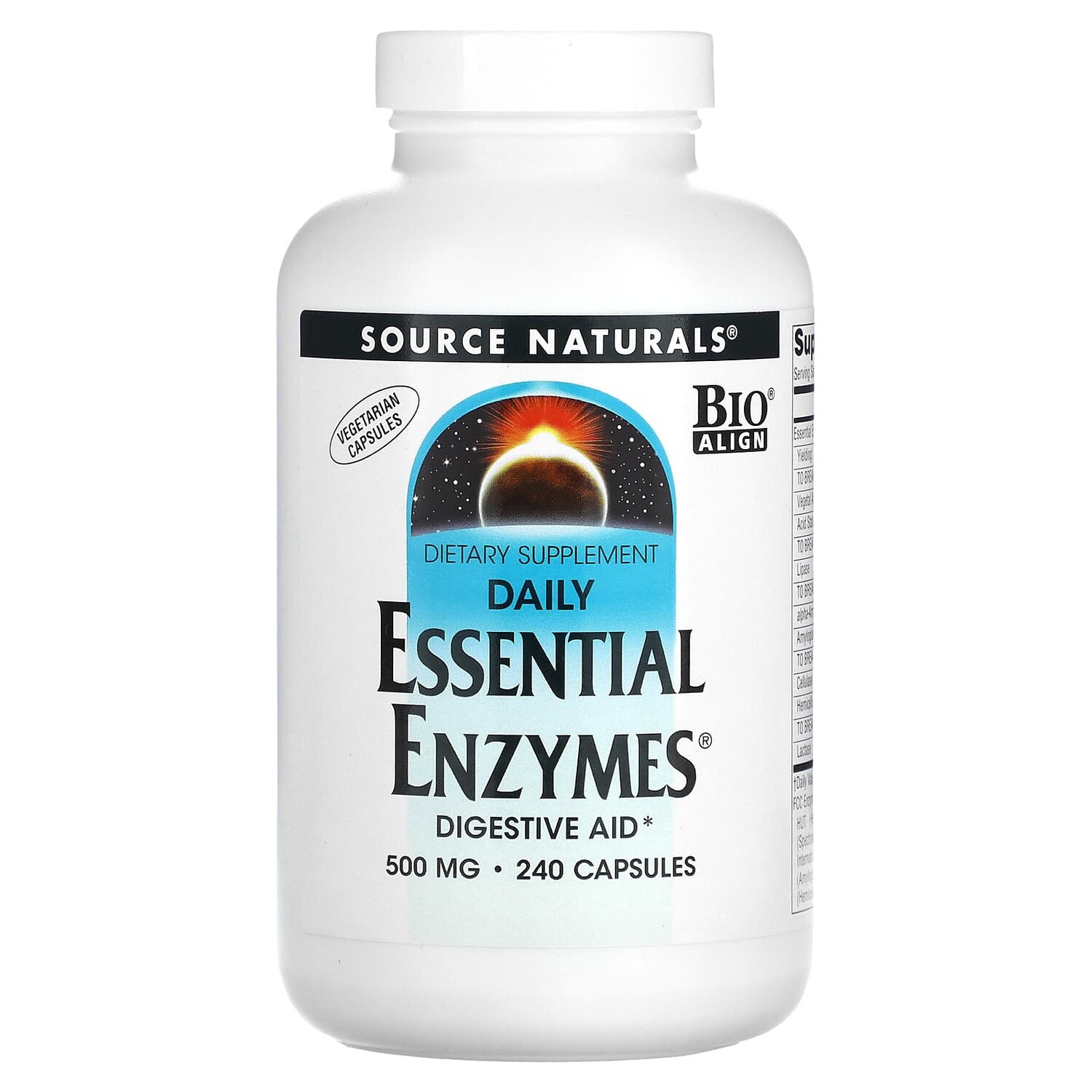 Daily Essential Enzymes, добавка с незаменимыми ферментами для ежедневного использования, 500 мг, 240 капсул, Source Naturals
Daily Essential Enzymes, добавка с незаменимыми ферментами для ежедневного использования, 500 мг, 240 капсул, Source Naturals