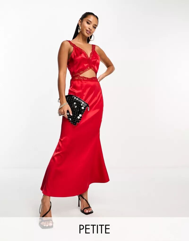 Красное платье макси Never Fully Dressed Petite с декоративным вырезом и кружевной отделкой
Красное платье макси Never Fully Dressed Petite с декоративным вырезом и кружевной отделкой