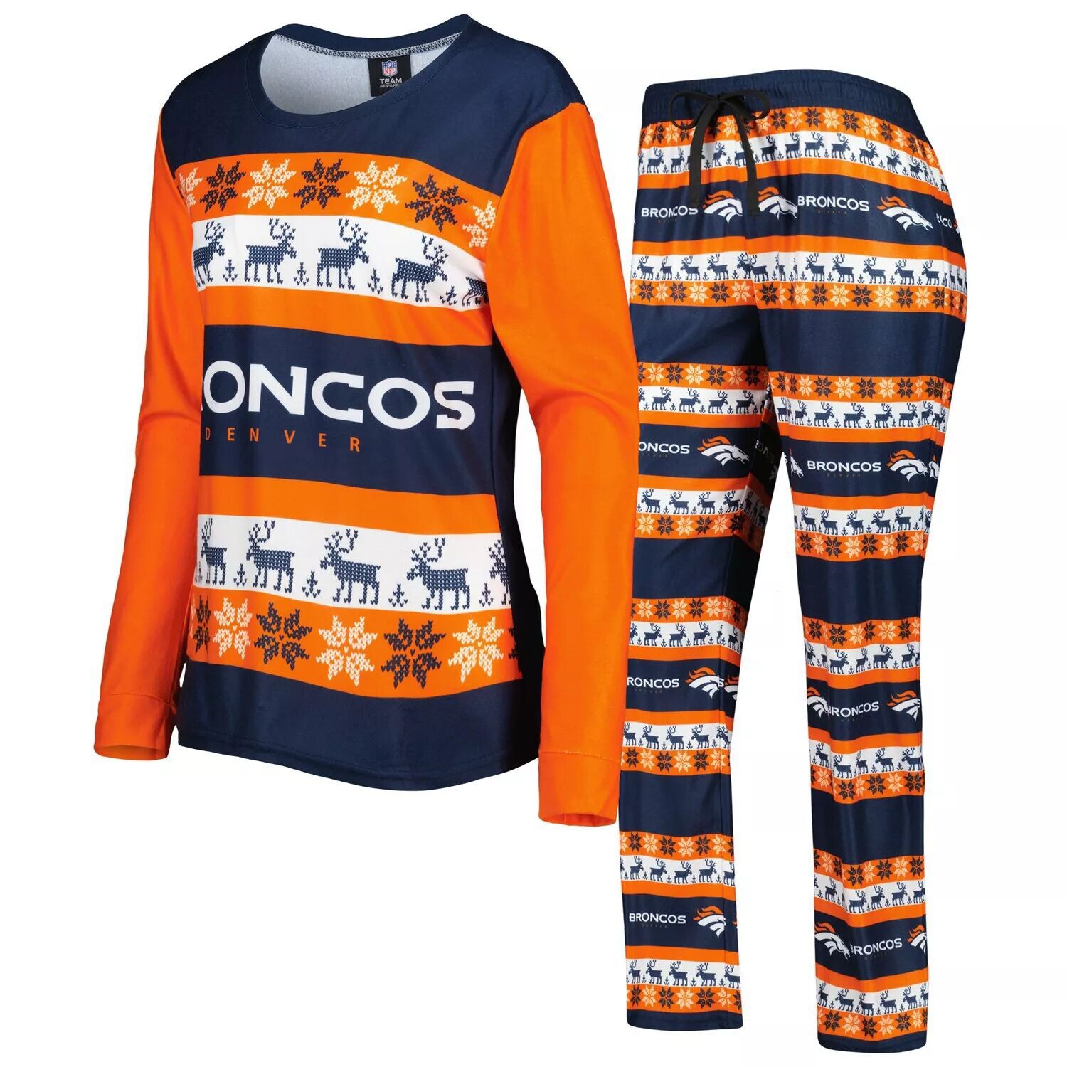 Женский темно-синий пижамный комплект FOCO Denver Broncos Holiday Ugly Pajama Set
Женский темно-синий пижамный комплект FOCO Denver Broncos Holiday Ugly Pajama Set