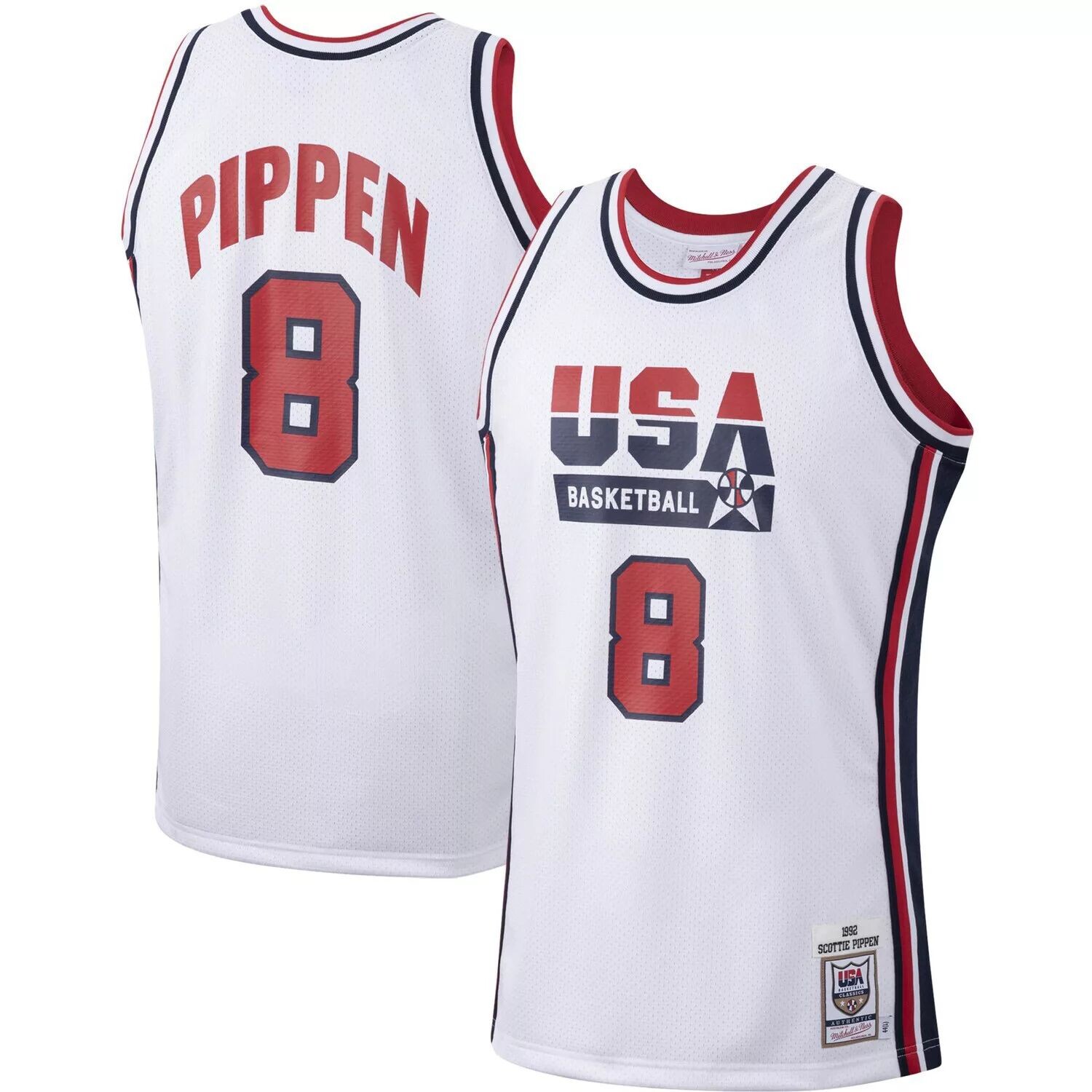 Мужская белая баскетбольная майка Mitchell & Ness Scottie Pippen США 1992 года выпуска
Мужская белая баскетбольная майка Mitchell & Ness Scottie Pippen США 1992 года выпуска