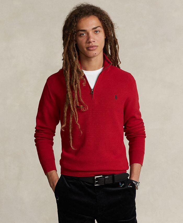 Мужской хлопковый свитер сетчатой вязки с молнией на четверть Polo Ralph Lauren, красный
Мужской хлопковый свитер сетчатой вязки с молнией на четверть Polo Ralph Lauren, красный