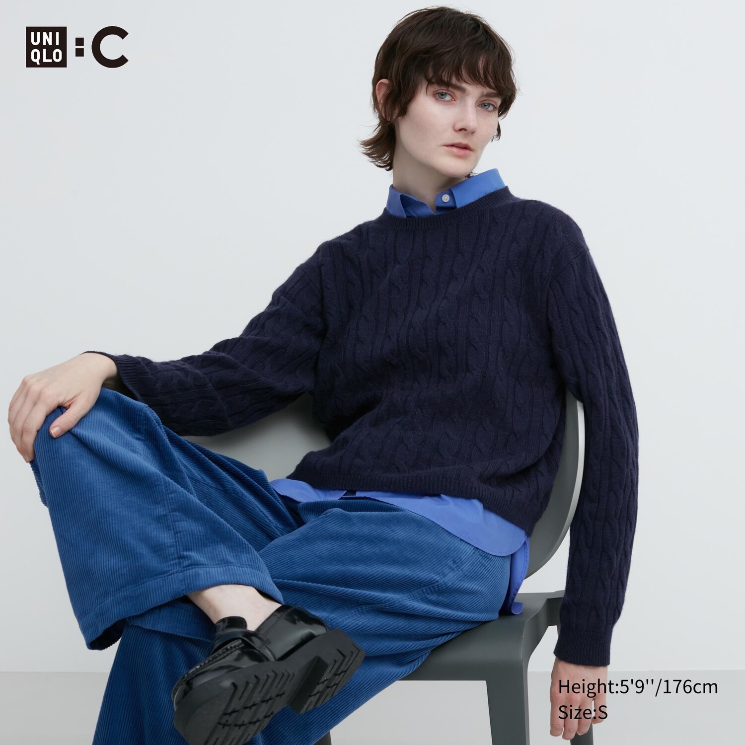 Укороченный джемпер косой вязки из 100% кашемира с круглым вырезом Uniqlo, темно-синий
Укороченный джемпер косой вязки из 100% кашемира с круглым вырезом Uniqlo, темно-синий
