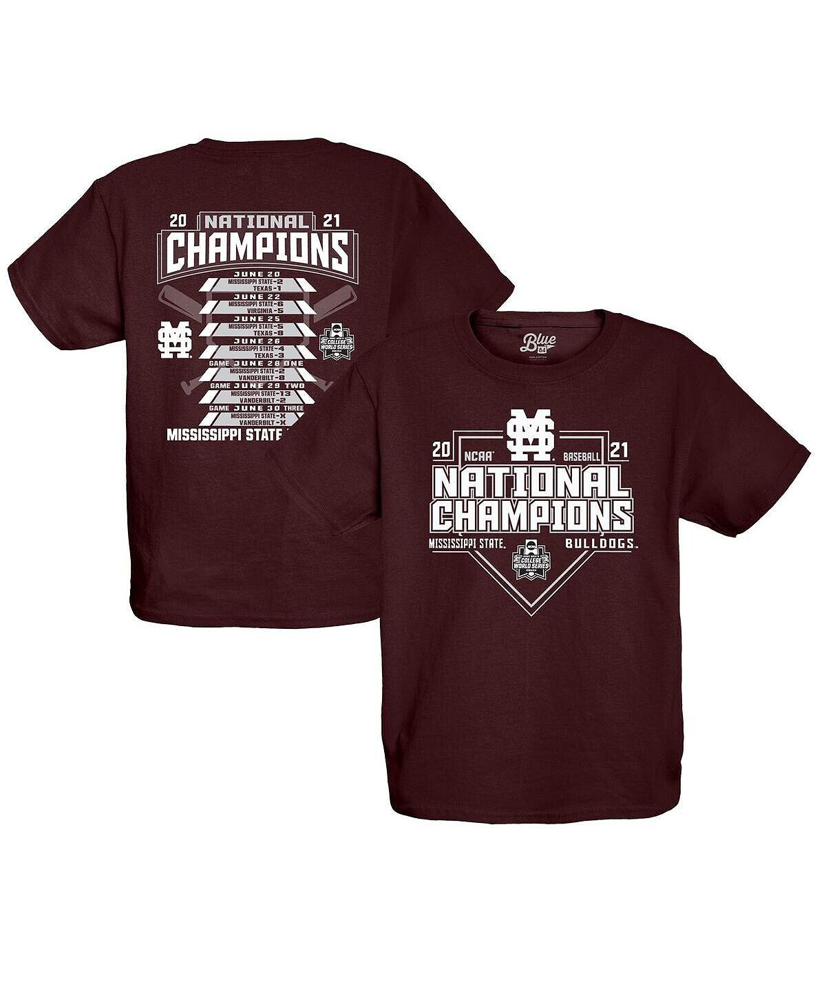 Мужская футболка Big Boys Maroon Mississippi State Bulldogs NCAA 2021 с расписанием чемпионов Мировой серии бейсбольного колледжа NCAA Blue 84
Мужская футболка Big Boys Maroon Mississippi State Bulldogs NCAA 2021 с расписанием чемпионов Мировой серии бейсбольного колледжа NCAA Blue 84