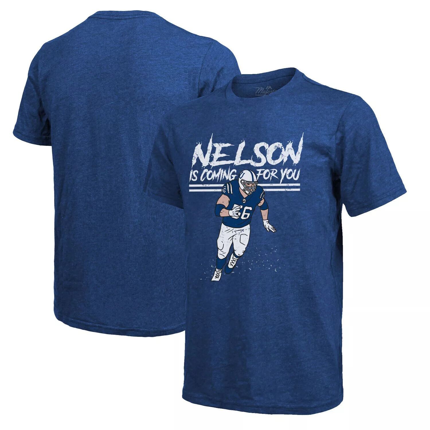 Мужская футболка Quenton Nelson Royal Indianapolis Colts Tri-Blend Player с нитками Majestic
Мужская футболка Quenton Nelson Royal Indianapolis Colts Tri-Blend Player с нитками Majestic