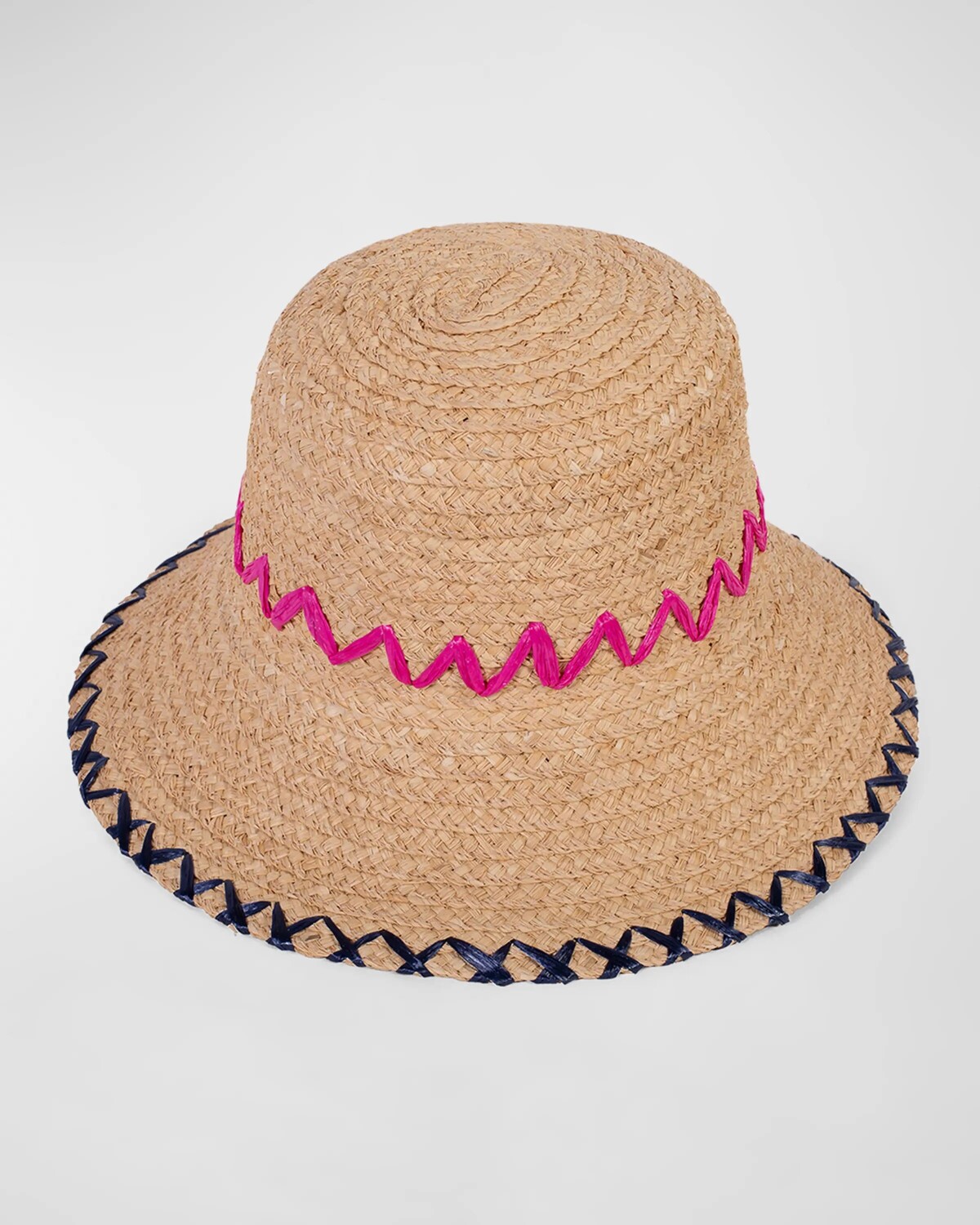 Соломенная панама с зигзагом Raffaello Bettini, цвет Navy Fuchsia 
Соломенная панама с зигзагом Raffaello Bettini, цвет Navy Fuchsia