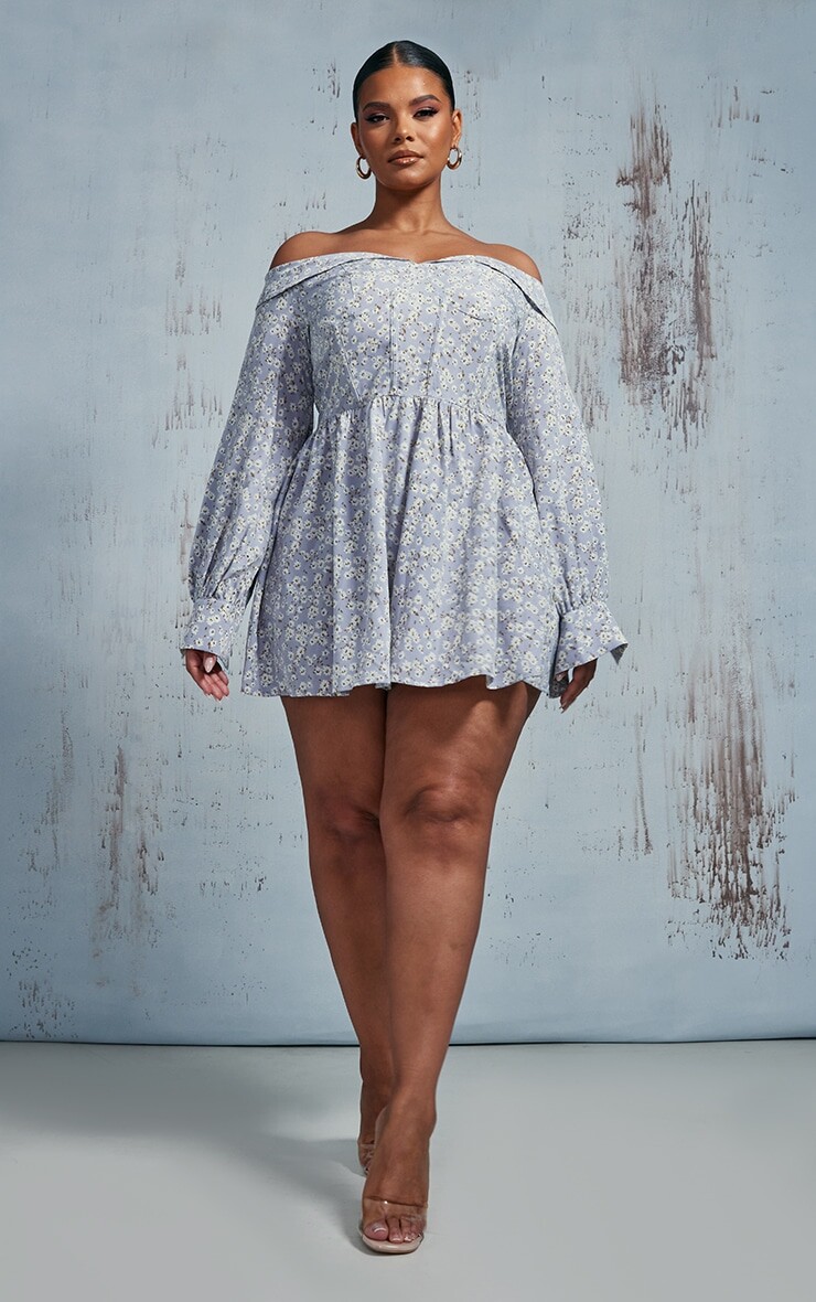 PrettyLittleThing Корсетный комбинезон Plus Baby Blue с цветочным принтом и косточками
PrettyLittleThing Корсетный комбинезон Plus Baby Blue с цветочным принтом и косточками