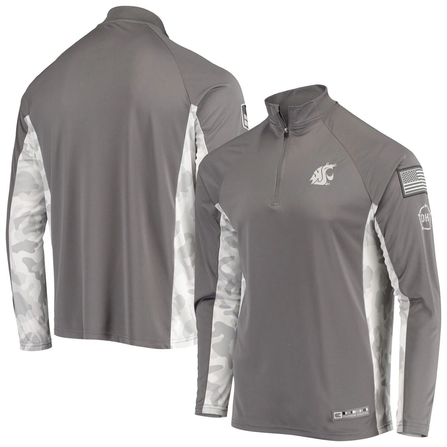 Мужская серая/камуфляжная куртка Washington State Cougars OHT Military Appreciation Swoop с молнией четверти Colosseum
Мужская серая/камуфляжная куртка Washington State Cougars OHT Military Appreciation Swoop с молнией четверти Colosseum
