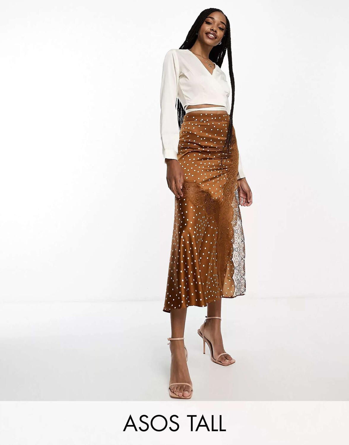Атласная юбка-комбинация миди ASOS DESIGN Tall в ржавый горошек с кружевными вставками
Атласная юбка-комбинация миди ASOS DESIGN Tall в ржавый горошек с кружевными вставками