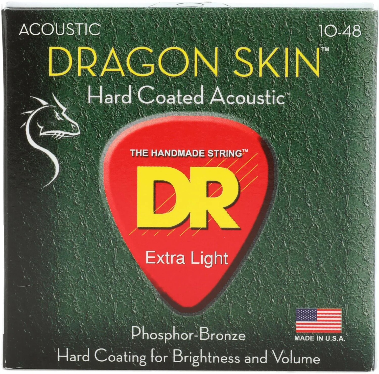 DR Strings DSA-10 Струны для акустической гитары с покрытием из фосфористой бронзы Dragon-Skin — .010-.048 Extra Light
DR Strings DSA-10 Струны для акустической гитары с покрытием из фосфористой бронзы Dragon-Skin — .010-.048 Extra Light
