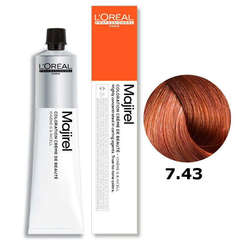 Стойкая краска для волос 7.43 медно-золотой блондин L'Oréal Professionnel Majirel, 50 мл
Стойкая краска для волос 7.43 медно-золотой блондин L'Oréal Professionnel Majirel, 50 мл