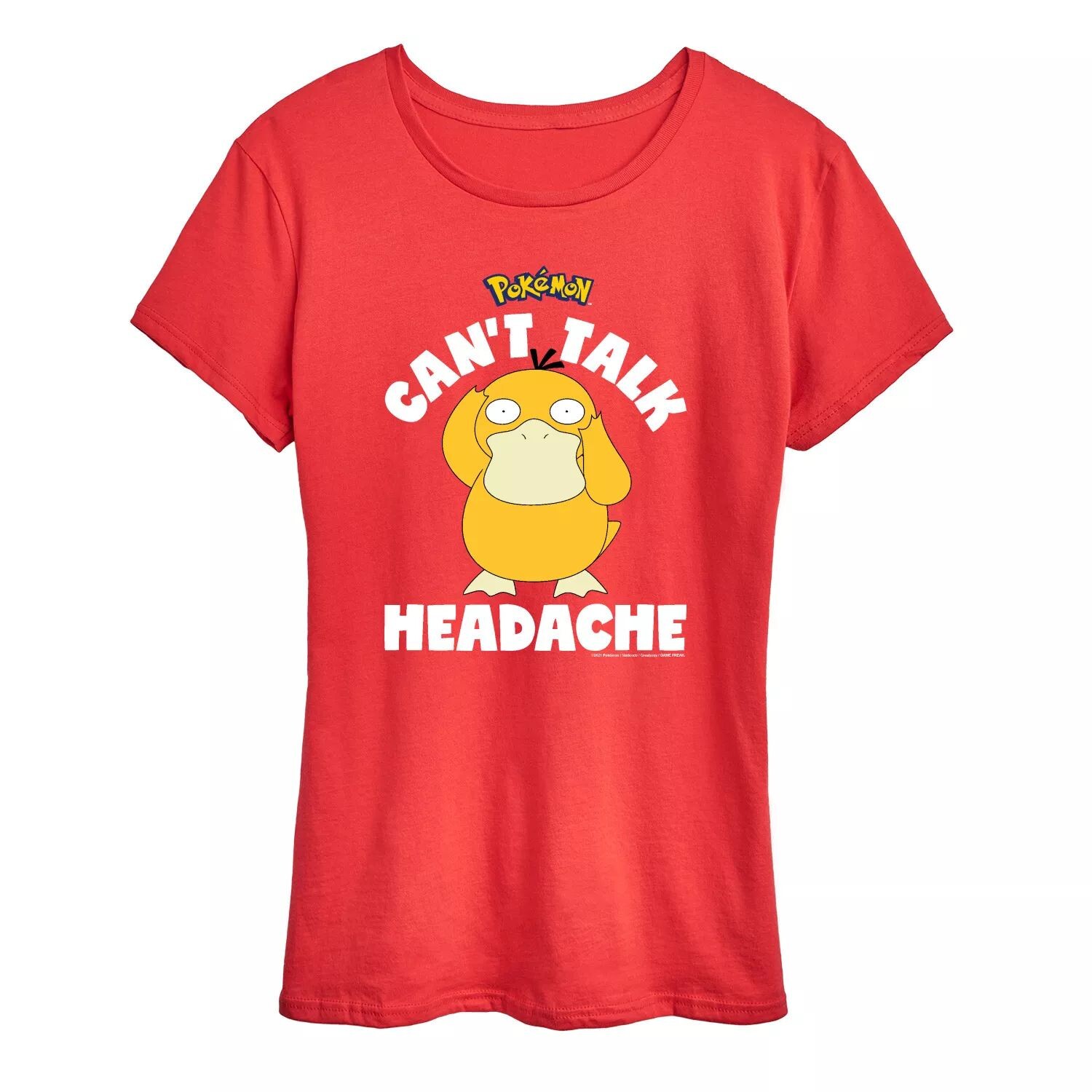 Женская футболка с рисунком Pokemon Psyduck «Не могу говорить о головной боли» Licensed Character, красный
Женская футболка с рисунком Pokemon Psyduck «Не могу говорить о головной боли» Licensed Character, красный