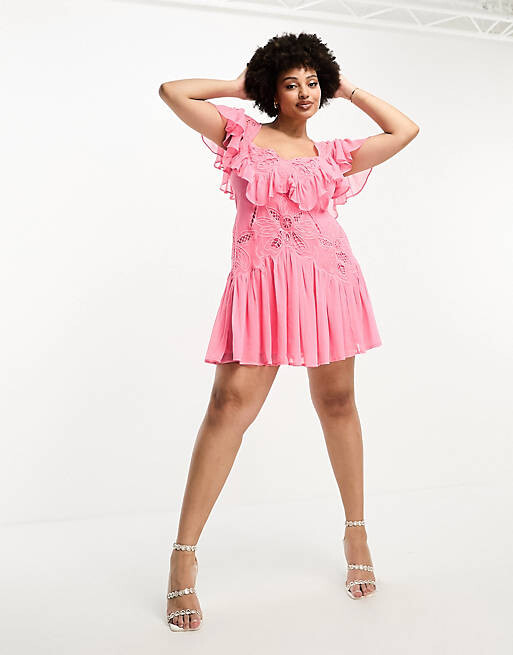 Эксклюзивное розовое платье мини с вышивкой, бахромой и оборками ASOS DESIGN Curve, Розовый
Эксклюзивное розовое платье мини с вышивкой, бахромой и оборками ASOS DESIGN Curve, Розовый