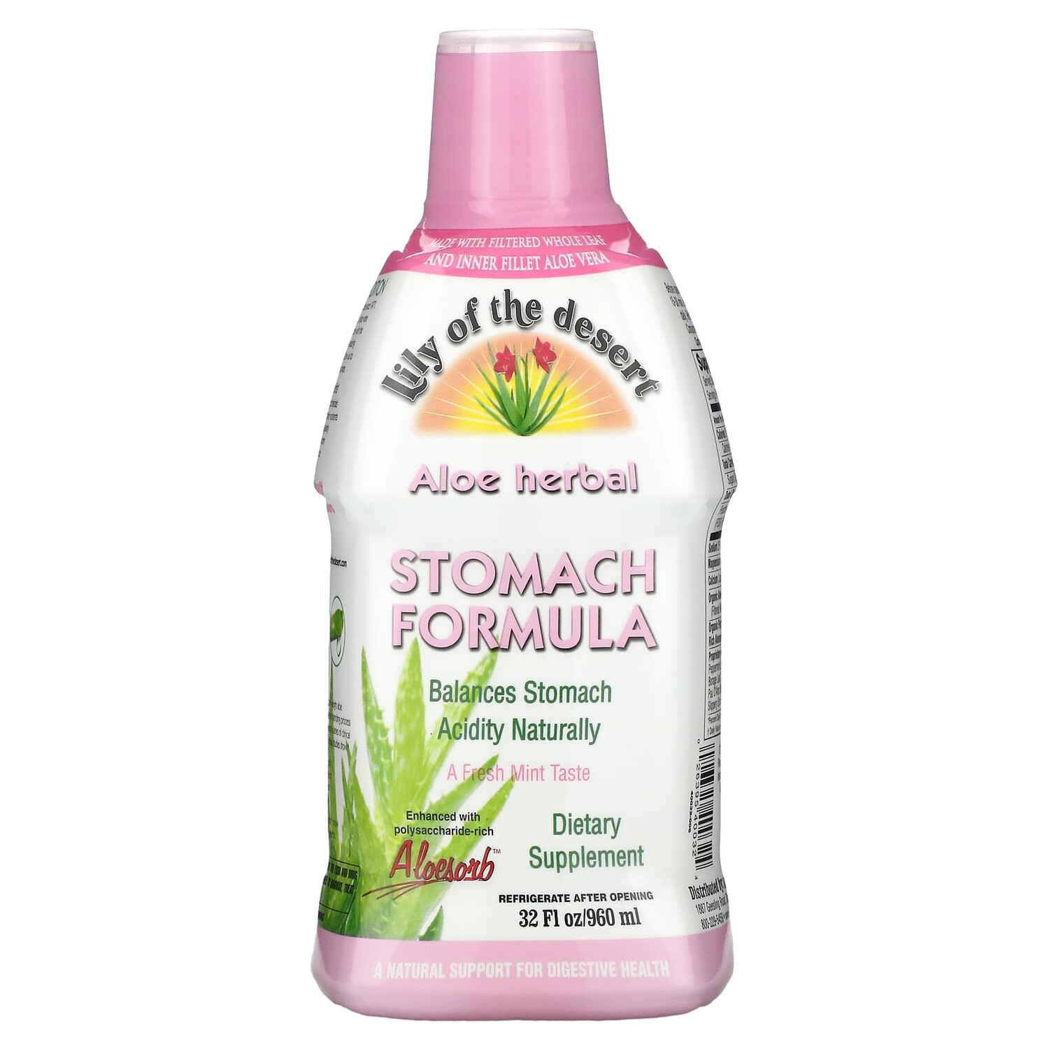 Aloe Herbal, средство для желудка, мята, 960 мл (32 жидк. Унции), Lily of the Desert
Aloe Herbal, средство для желудка, мята, 960 мл (32 жидк. Унции), Lily of the Desert