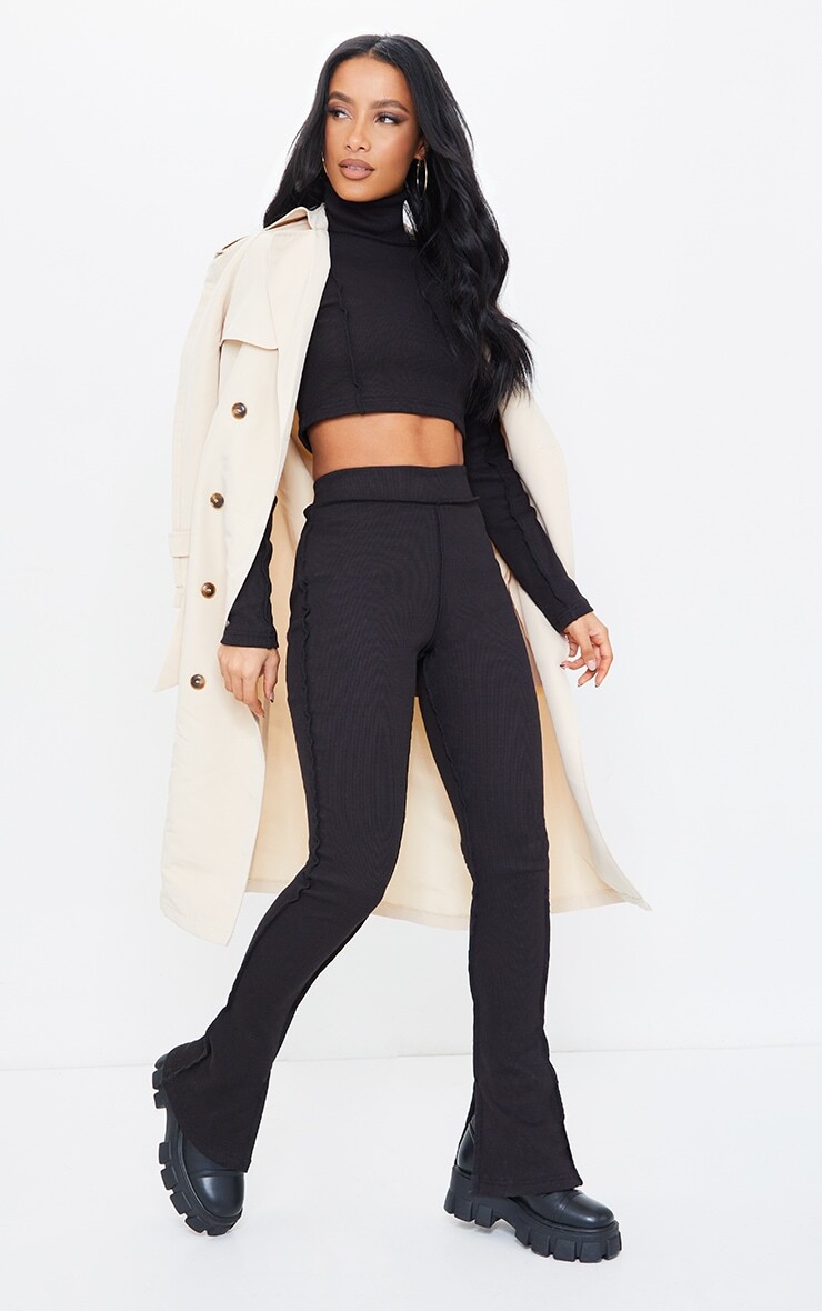 PrettyLittleThing Черные расклешенные брюки со структурированной ребристой строчкой и разрезом по низу, Черный
PrettyLittleThing Черные расклешенные брюки со структурированной ребристой строчкой и разрезом по низу, Черный