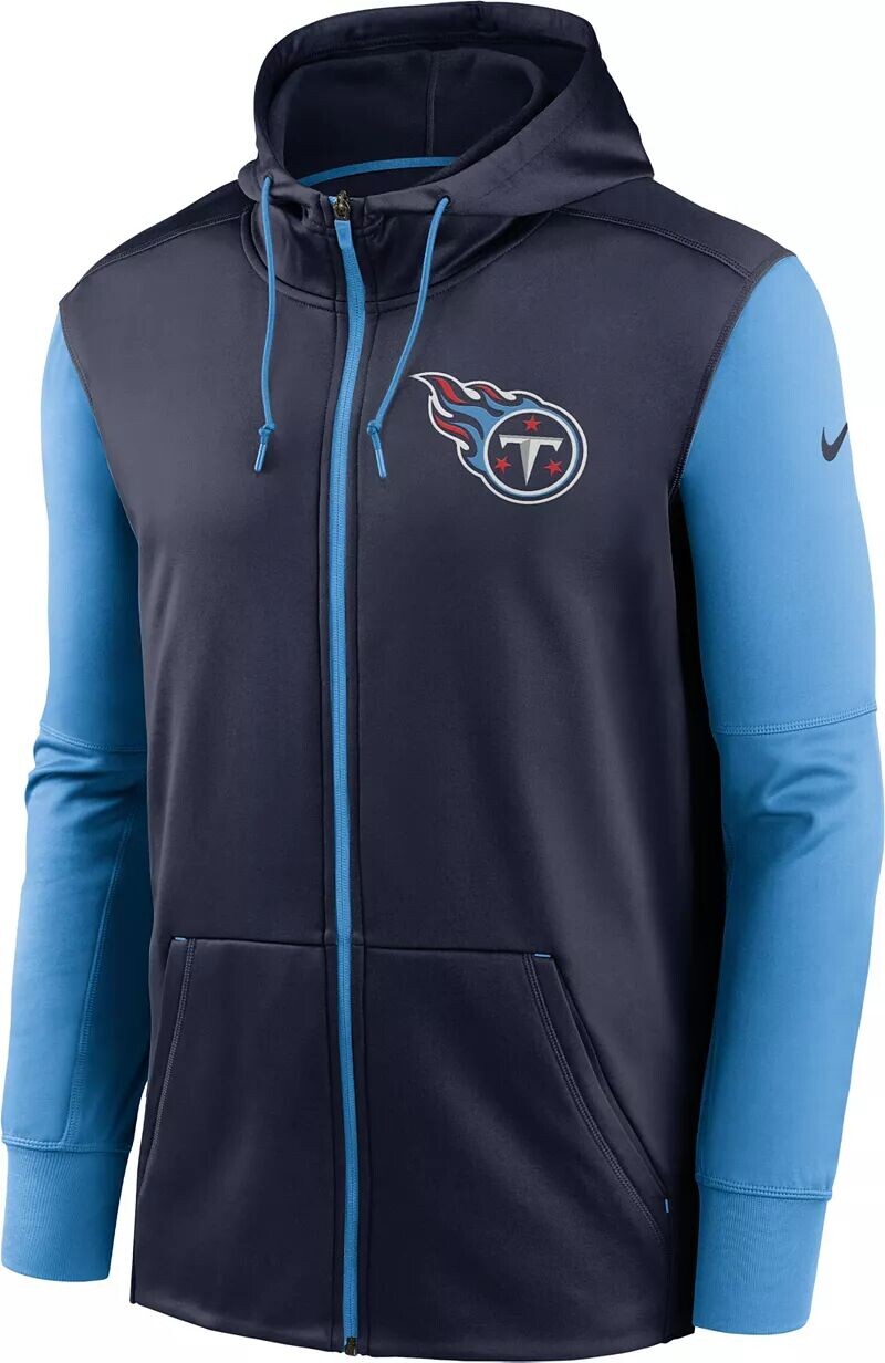 Мужская темно-синяя худи с молнией во всю длину Nike Tennessee Titans Therma-FIT Color Block
Мужская темно-синяя худи с молнией во всю длину Nike Tennessee Titans Therma-FIT Color Block