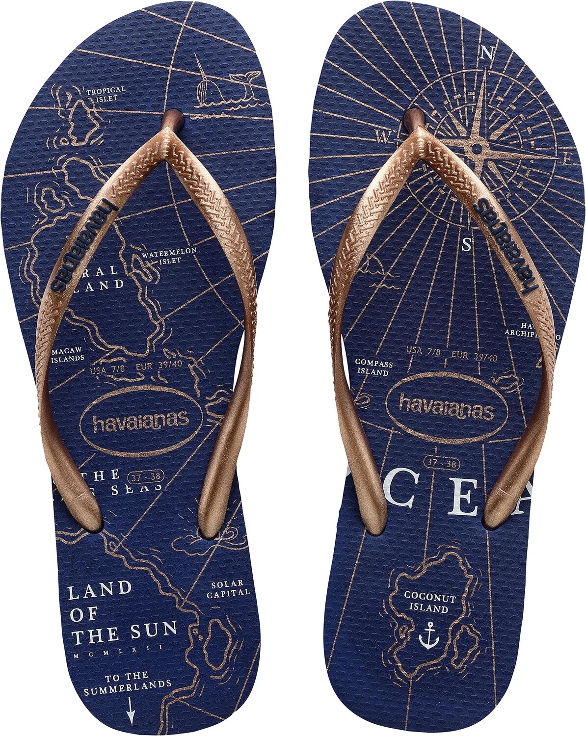 Шлепанцы Slim Nautical Flip Flop Sandal Havaianas, цвет Navy Blue/Rose Gold/White
Шлепанцы Slim Nautical Flip Flop Sandal Havaianas, цвет Navy Blue/Rose Gold/White