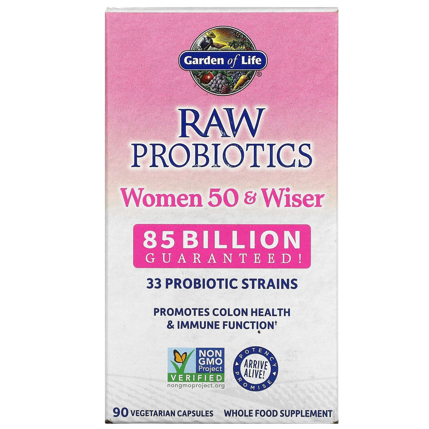RAW Probiotics, пробиотики для женщин от 50 лет, 85 млрд, 90 вегетарианских капсул, Garden of Life
RAW Probiotics, пробиотики для женщин от 50 лет, 85 млрд, 90 вегетарианских капсул, Garden of Life