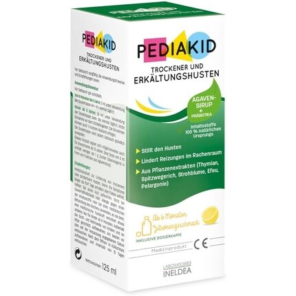 PEDIAKID Эксклюзивная формула от сухого и простудного кашля с сиропом агавы успокаивает кашель, снимает раздражение горла, медицинский прибор с натуральным вкусом лимона, 125 мл
PEDIAKID Эксклюзивная формула от сухого и простудного кашля с сиропом агавы успокаивает кашель, снимает раздражение горла, медицинский прибор с натуральным вкусом лимона, 125 мл