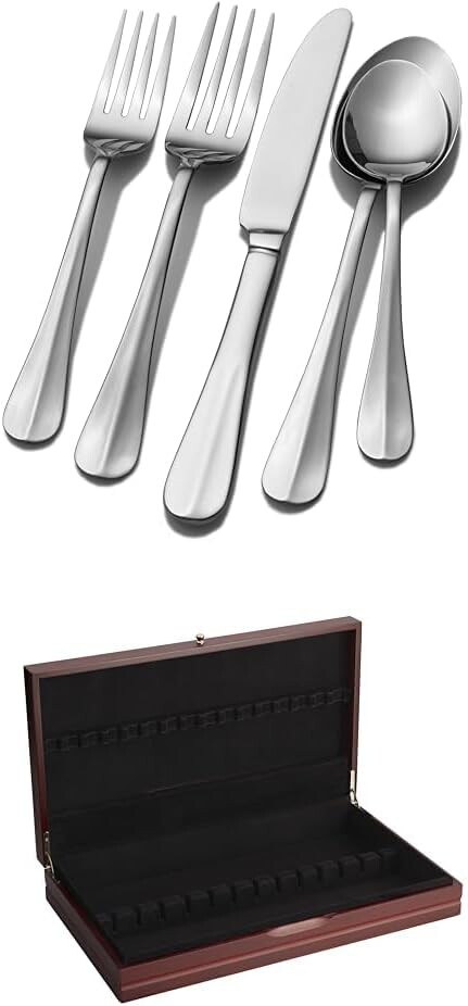 Pfaltzgraff Everyday Simplicity, набор столовых приборов из нержавеющей стали, 53 предмета, ящик для хранения столовых приборов размером 8 и 19 дюймов
Pfaltzgraff Everyday Simplicity, набор столовых приборов из нержавеющей стали, 53 предмета, ящик для хранения столовых приборов размером 8 и 19 дюймов