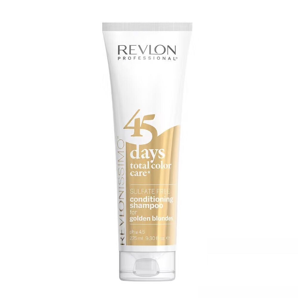 Шампунь и кондиционер для поддержания цвета золотистых блондинок Revlon Professional Revlonissimo 45 Days Conditioning, 275 мл
Шампунь и кондиционер для поддержания цвета золотистых блондинок Revlon Professional Revlonissimo 45 Days Conditioning, 275 мл