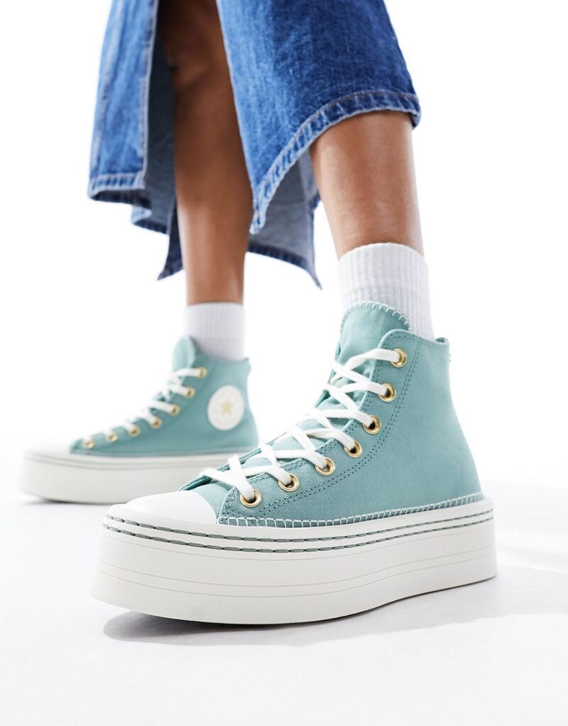 Кроссовки Converse Chuck Taylor All Star Modern Lift с декоративной строчкой темно-зеленого цвета
Кроссовки Converse Chuck Taylor All Star Modern Lift с декоративной строчкой темно-зеленого цвета