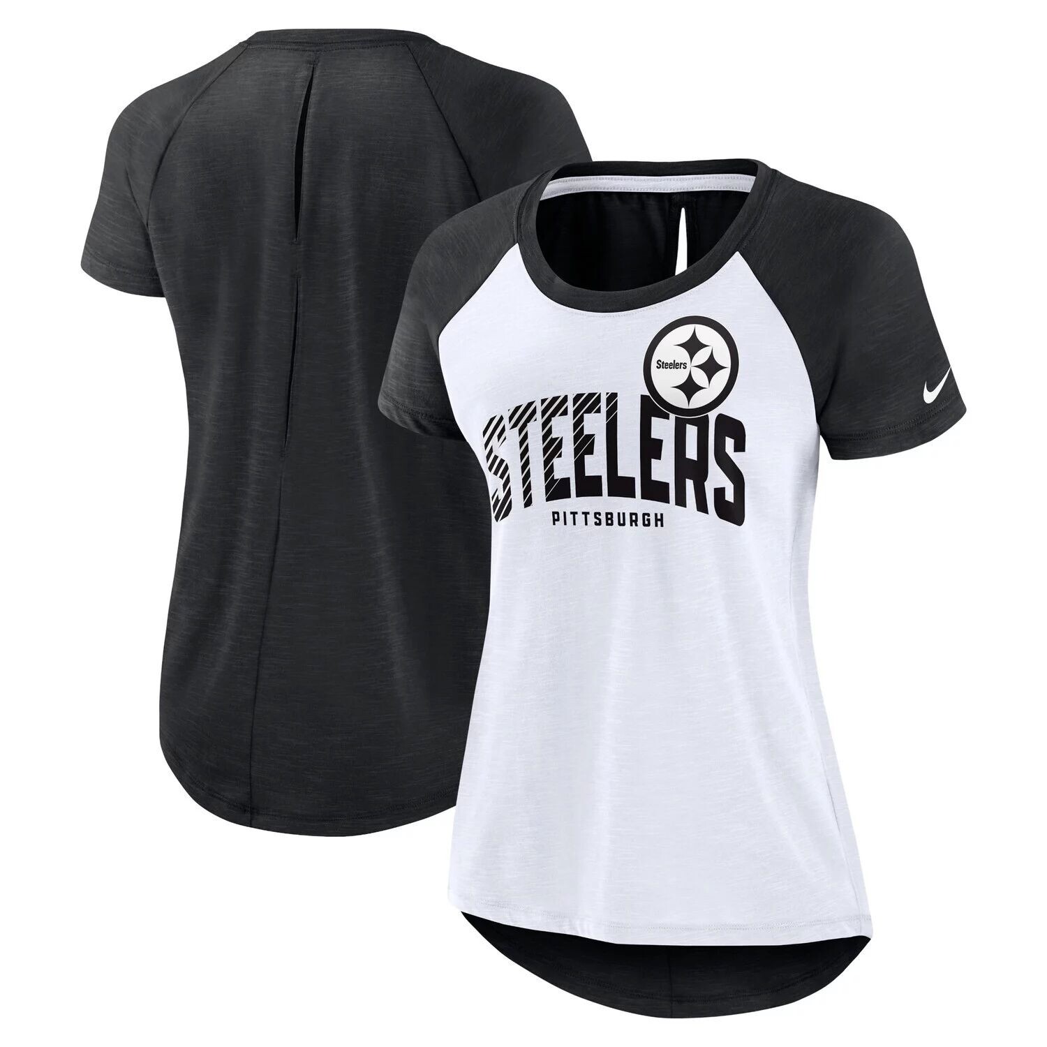 Женская футболка Nike White/Heather Black Pittsburgh Steelers с вырезом на спине реглан Nike
Женская футболка Nike White/Heather Black Pittsburgh Steelers с вырезом на спине реглан Nike