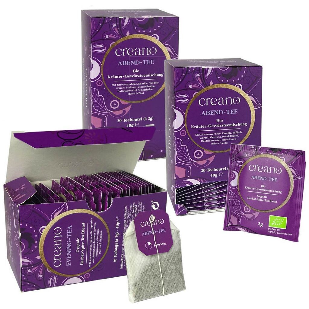 CreanoTee EVENING TEA, смесь чая из трав и специй, чай в пакетиках, 3 шт. в упаковке (3x 20 пакетиков) *¹
CreanoTee EVENING TEA, смесь чая из трав и специй, чай в пакетиках, 3 шт. в упаковке (3x 20 пакетиков) *¹