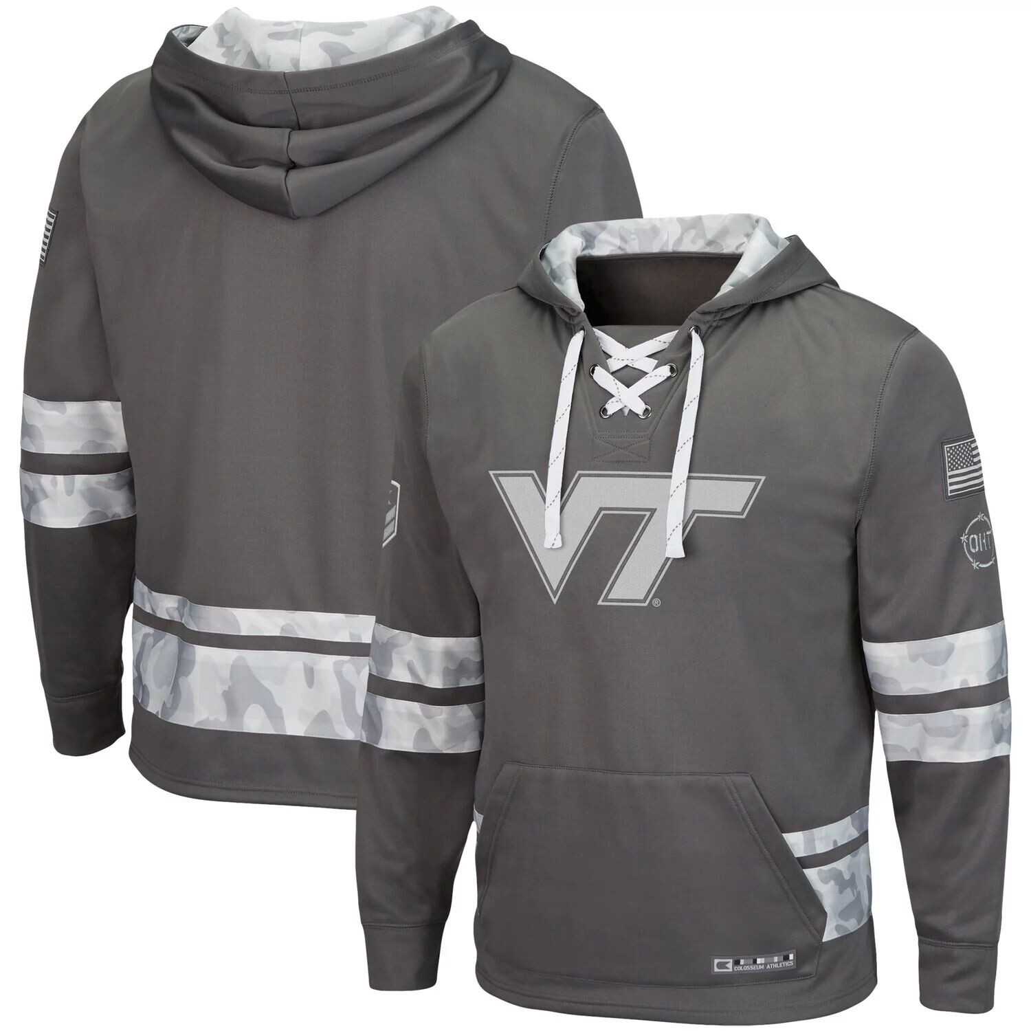 Мужской серый пуловер на шнуровке с капюшоном Virginia Tech Hokies OHT Military Appreciation Colosseum
Мужской серый пуловер на шнуровке с капюшоном Virginia Tech Hokies OHT Military Appreciation Colosseum