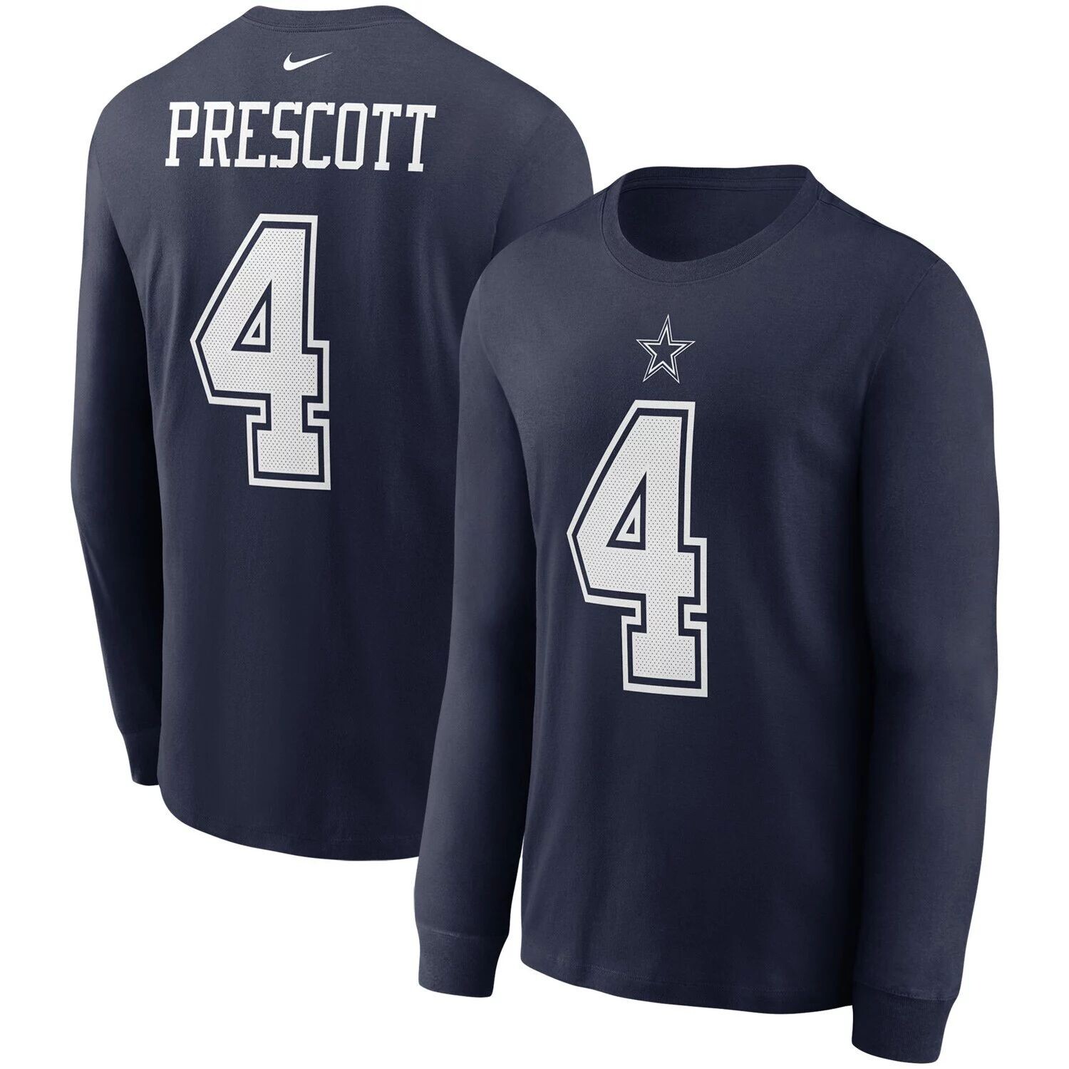 Мужская футболка с длинным рукавом Nike Dak Prescott Navy Dallas Cowboys, имя и номер игрока
Мужская футболка с длинным рукавом Nike Dak Prescott Navy Dallas Cowboys, имя и номер игрока