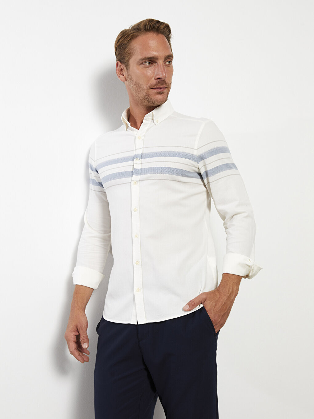 Мужская рубашка Добби Slim Fit с длинным рукавом LCWAIKIKI Classic, белый полосатый
Мужская рубашка Добби Slim Fit с длинным рукавом LCWAIKIKI Classic, белый полосатый